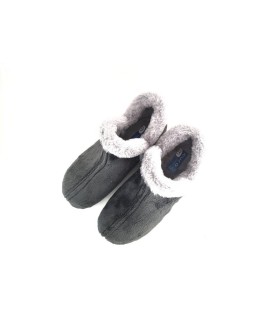 zapatilla de casa bota de pelo gris para mujer fabricada por Garrido Muro