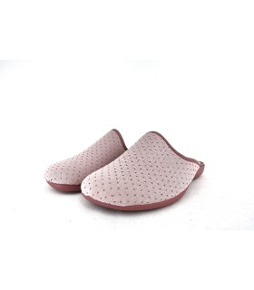 Zapatilla casa mujer descalza puntos rosa de Isasa