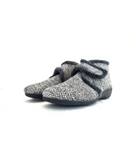 Zapatillacas mujer bota gris forro calentito de Cabrera con cierre de velcro