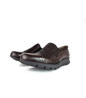 Zapato piel marrón cuña elasticos laterales de Salvatore Visenti