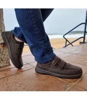 Zapato hombre dos velcros piel marrón de Luisetti